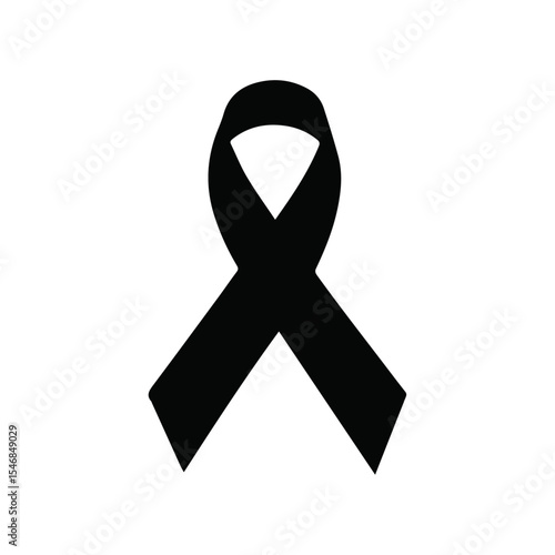 Black Awareness Ribbon Symbol of Support and Remembrance