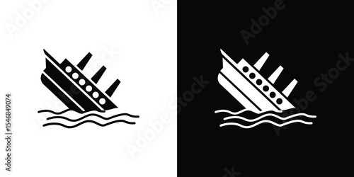 Sinking ship icon of a flat style vector