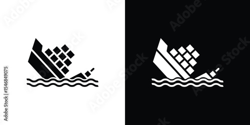 Sinking ship icon of a flat style vector