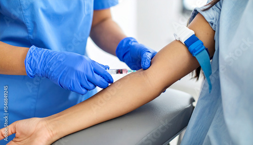 Gloved Medical Worker Collecting Blood Sample – Patient Care in Clinic