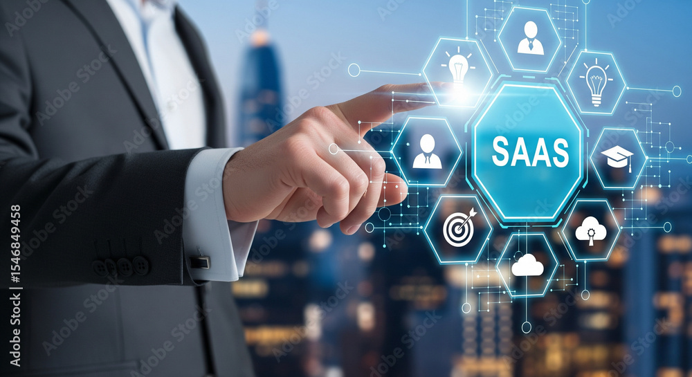 Fototapeta premium SaaS Business Concept Isolated on Transparent Background