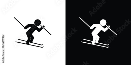 Skiing icon of a flat style vector