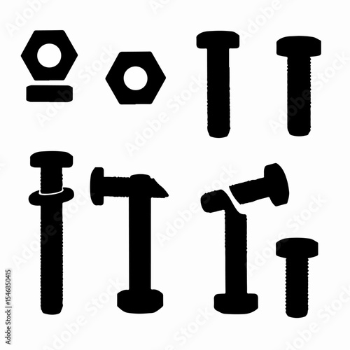 Bolts and nuts silhouette elements