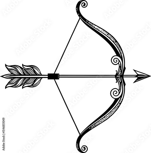 Ornate bow and arrow design element