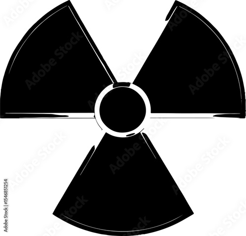 Black and white radioactive symbol on black background