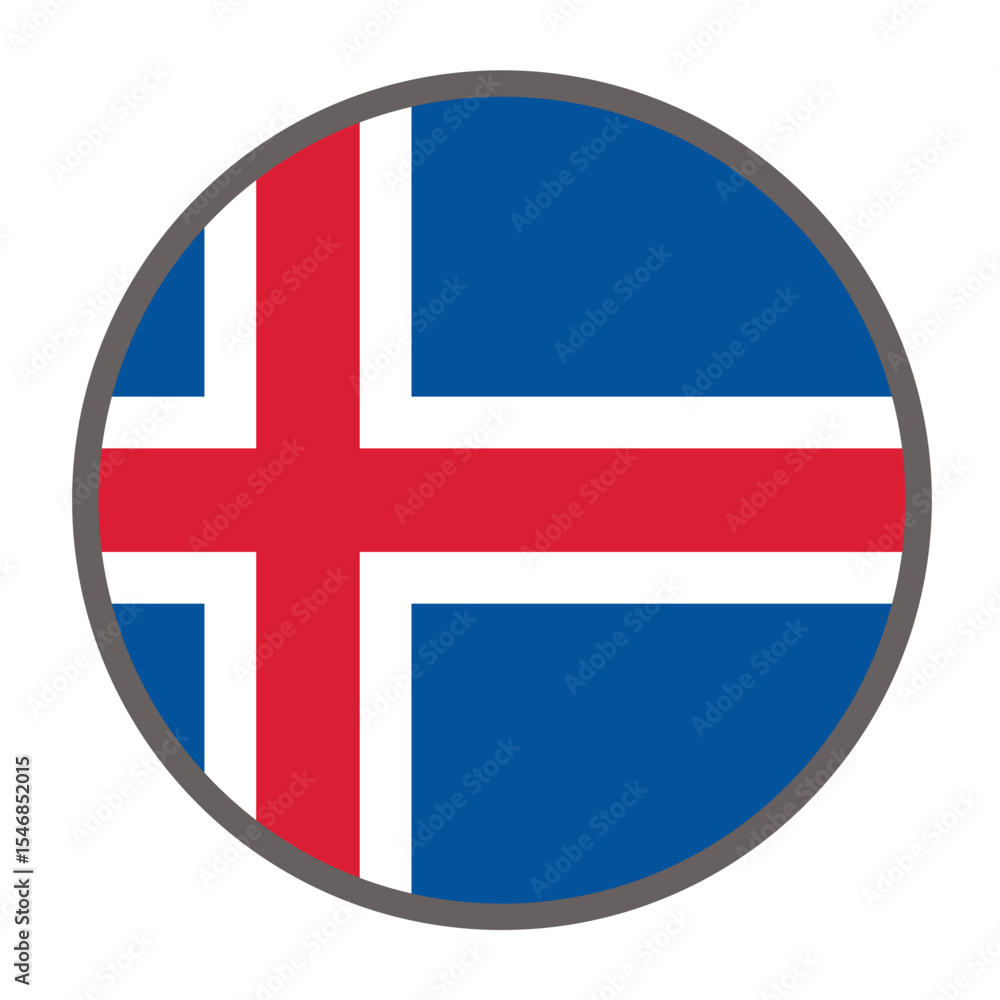 Obraz premium round flag of Iceland country on white background vector Vector round flag