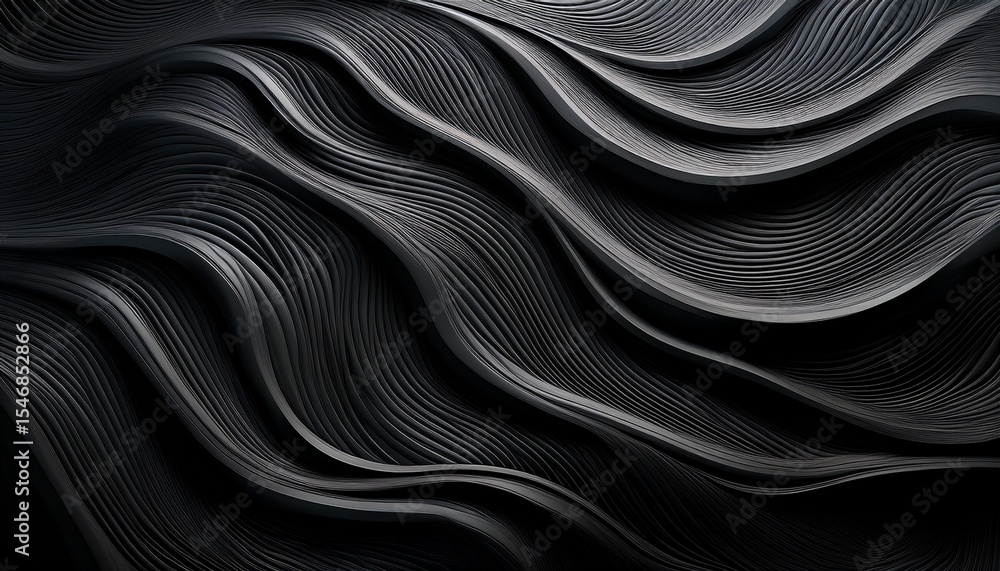 Obraz premium abstract dark textured surface with wavy ridges