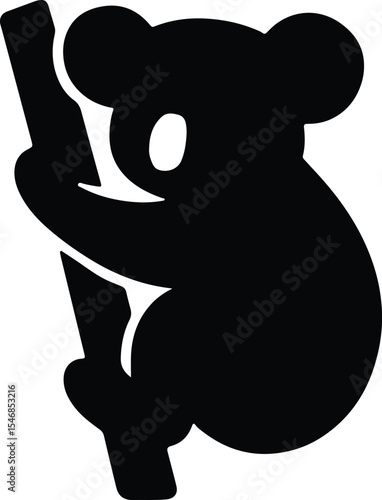 Silhouette koala bear clinging to bamboo stalk Vector Illustration