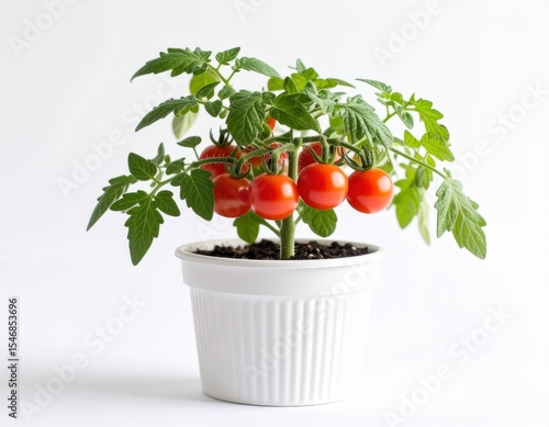 Cherry tomato plant in a pot