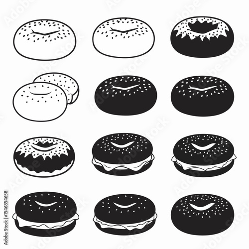 Bagels collection outline and filled variations