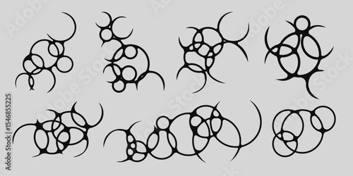 Circle Bubble tribal tattoo design set