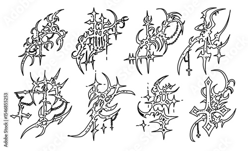 Cybersigilsm tattoo design set , neo tribal tattoo art design set