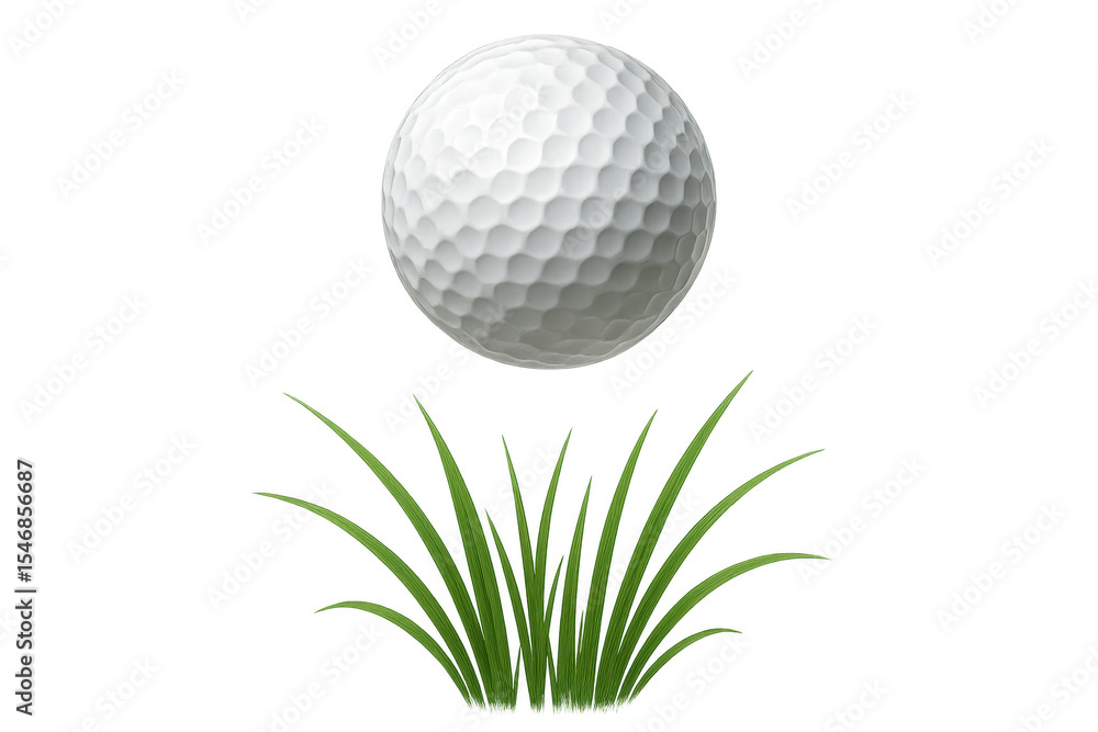 Fototapeta premium Golf ball on grass with transparent background, isolated and easy to composite