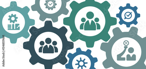 Interlocking Gears Representing Teamwork and Business Processes
