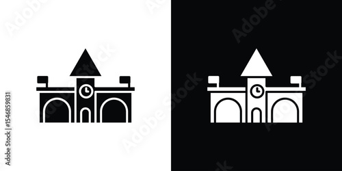 Train station building icon of a flat style vector