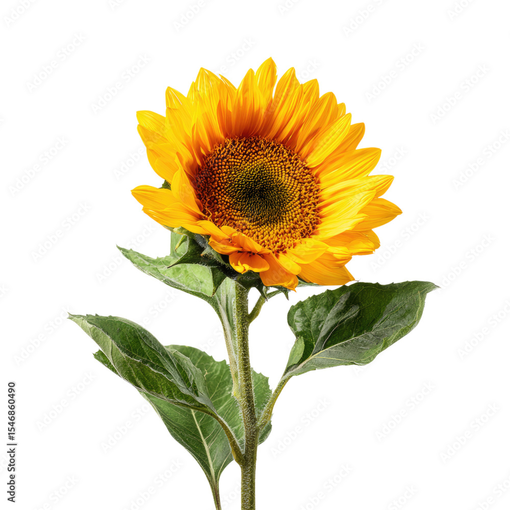 Fototapeta premium Vibrant Single Sunflower Blooming in Full Glory Against Black Background