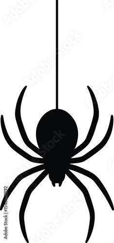 Silhouette of a dangling spider for Halloween decoration Vector Illustration