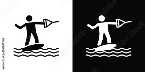 Wakeboarding icon of a flat style vector