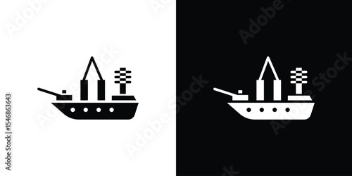 Warship icon of a flat style vector