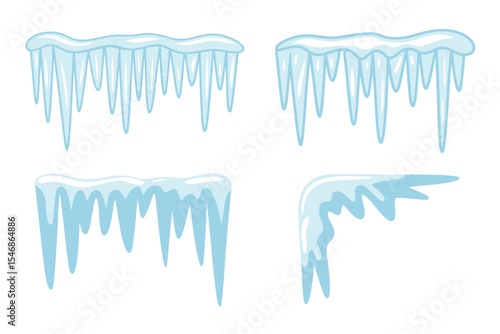 Cartoon Icicles Set Winter Snow Ice Cliparts