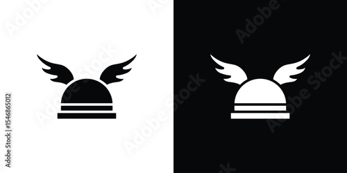 Winged viking helmet icon of a flat style vector