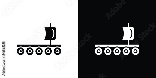 Wood Raft icon of a flat style vector