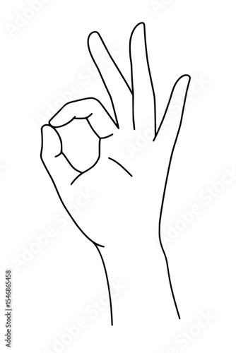 Simple line art drawing of a hand making an OK gesture