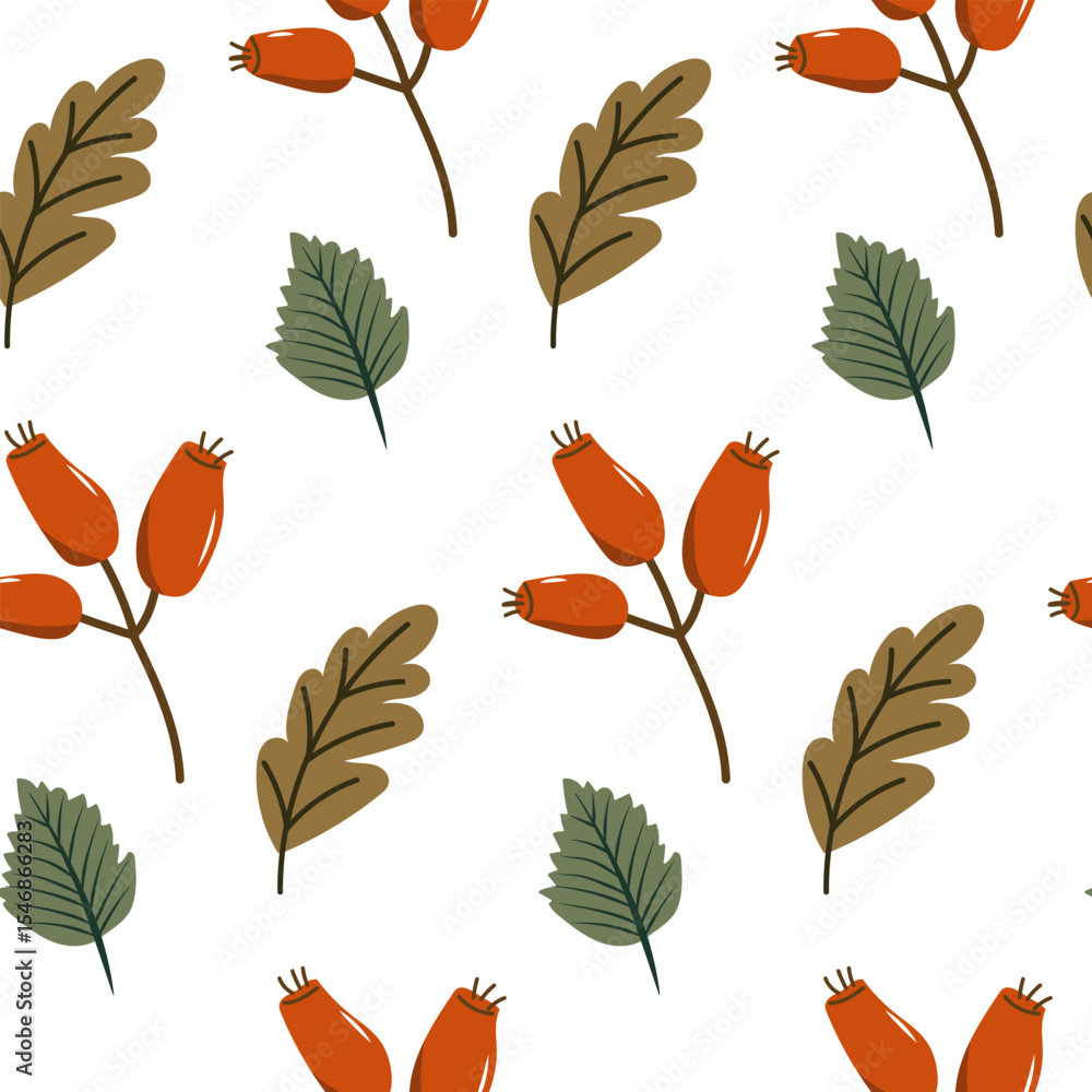 Obraz premium Beautiful botanical seamless pattern. Autumn background.