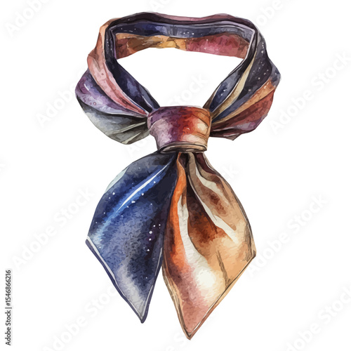 Cravat, watercolor drawing vector, isolated on a white background.