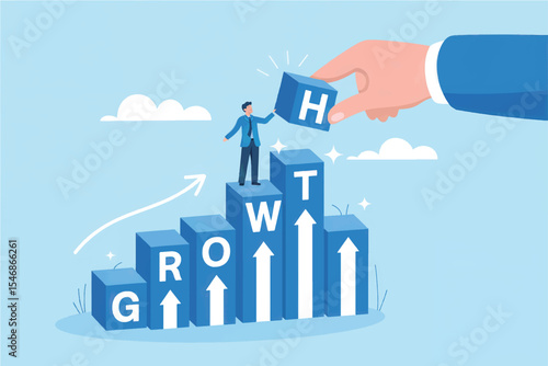 Business growth concept flat vector illustration isolated on transparent background