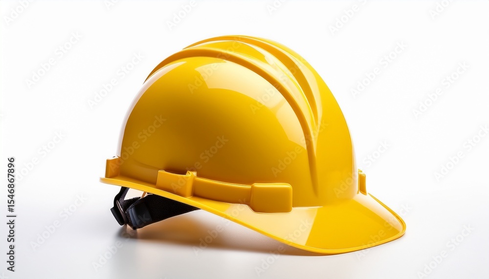 Fototapeta premium construction safety gear yellow hard hat workplace product industry focus isolated on white background