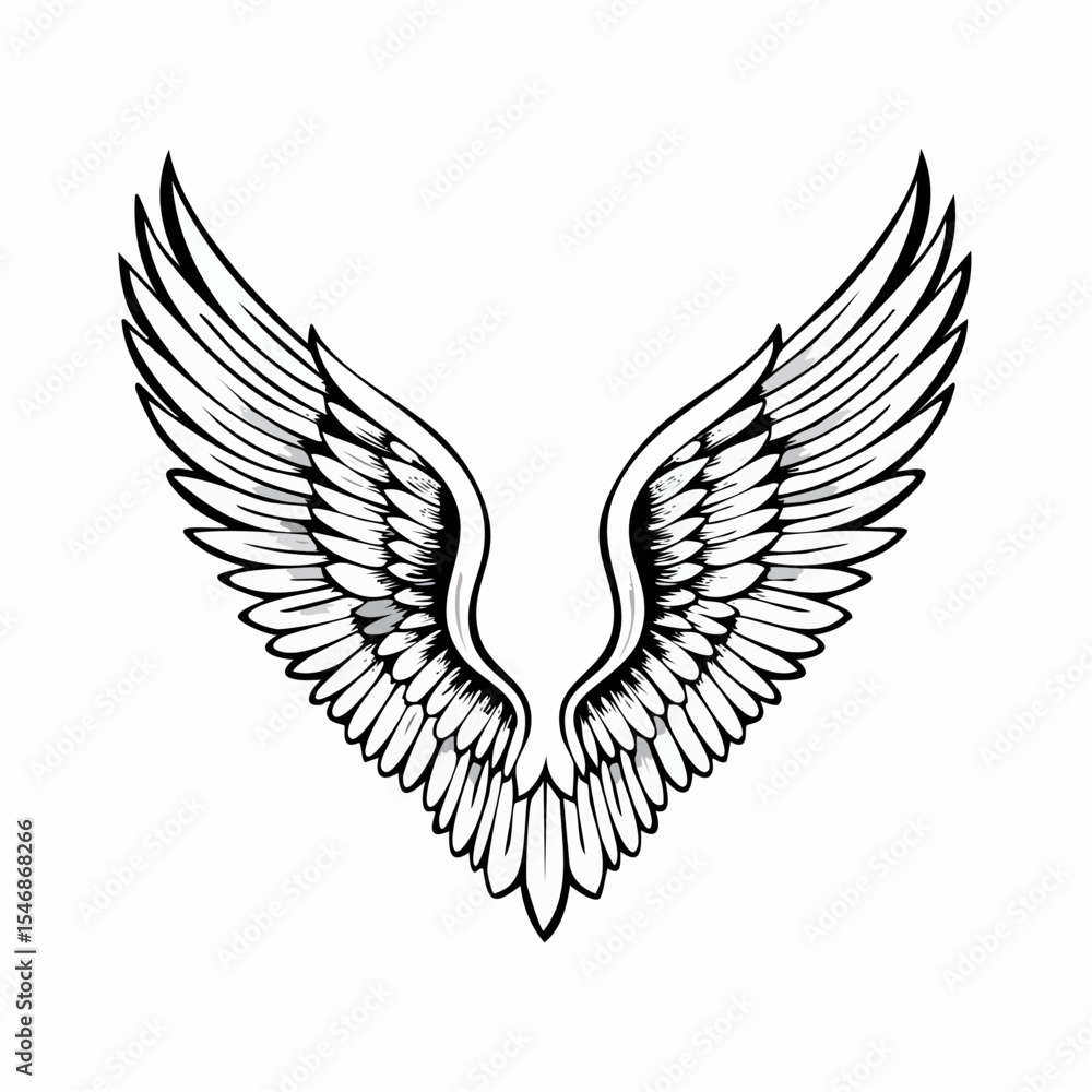 Obraz premium Elegant Angel Wings Vector Images isolated on white background.