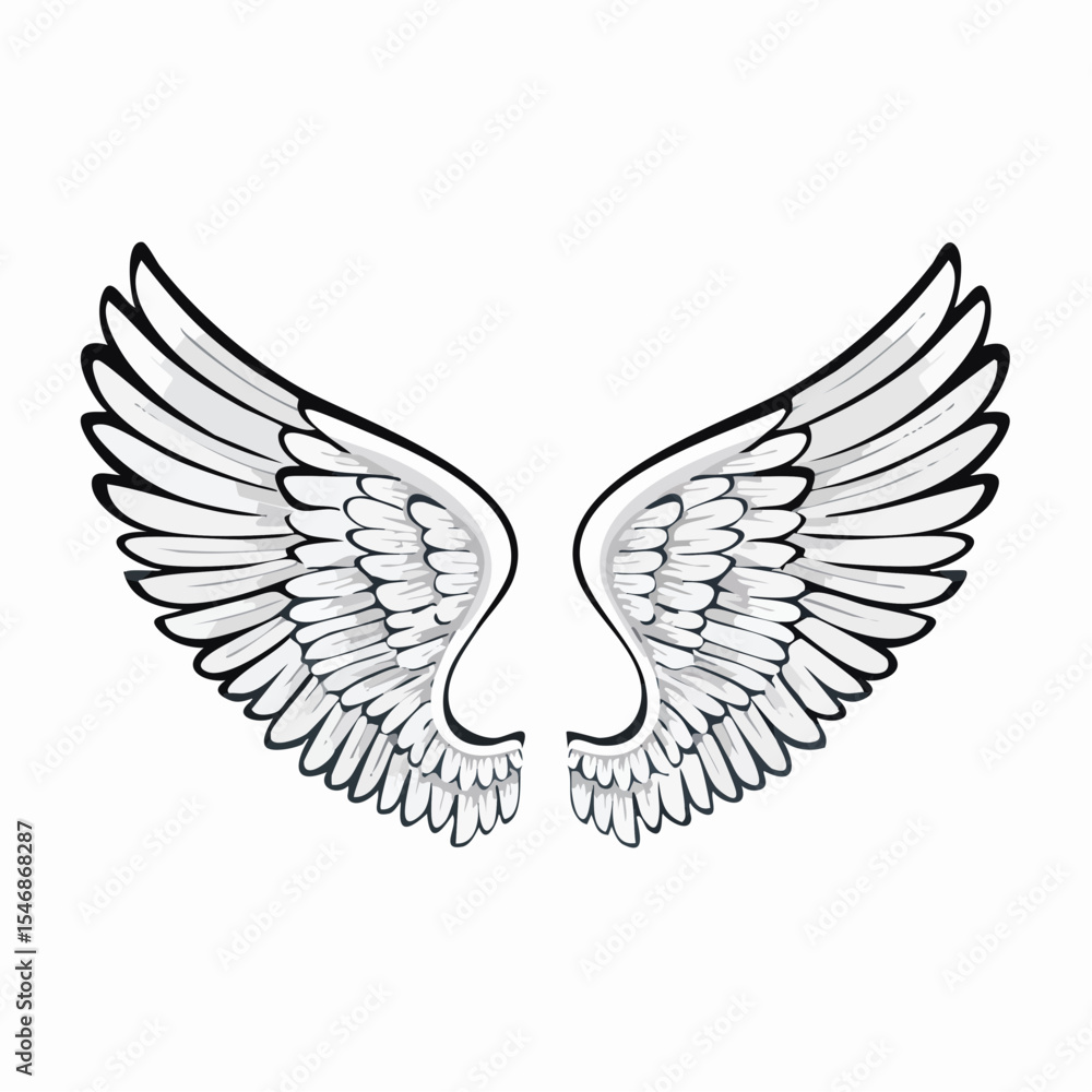 Obraz premium Elegant Angel Wings Vector Images isolated on white background.