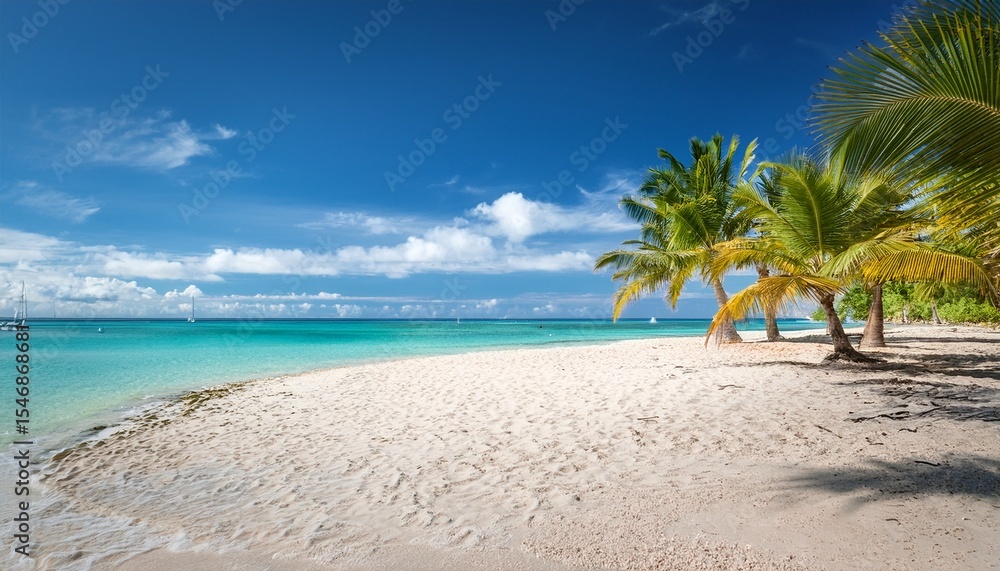 serene beachfront with palm trees and turquoise waters serene beachfront with palm trees and turquoise waters