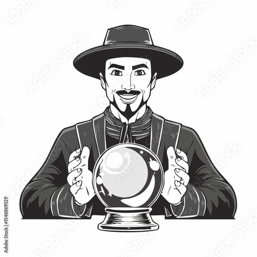 Gypsy fortune teller crystal ball image vector isolated on white background.