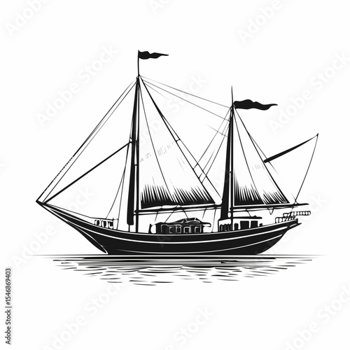 Traditional Dhows Stock Vectors and Vector Art Isolated on white background.