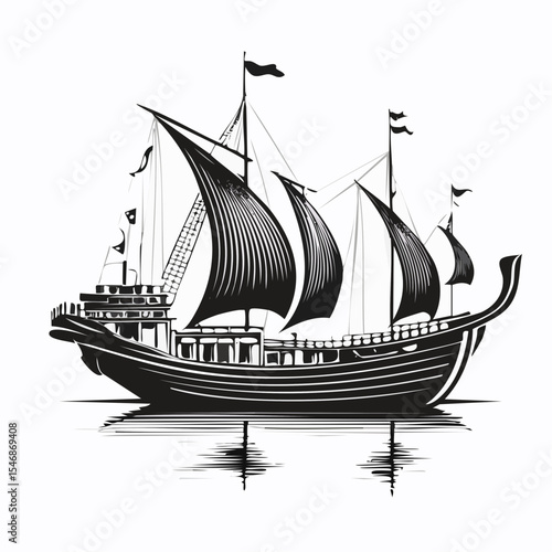 Traditional Dhows Stock Vectors and Vector Art Isolated on white background.