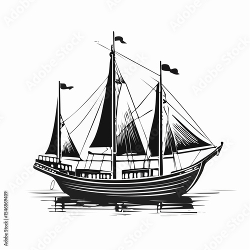 Traditional Dhows Stock Vectors and Vector Art Isolated on white background.
