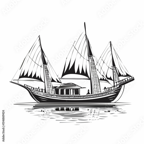 Traditional Dhows Stock Vectors and Vector Art Isolated on white background.