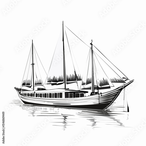 Traditional Dhows Stock Vectors and Vector Art Isolated on white background.