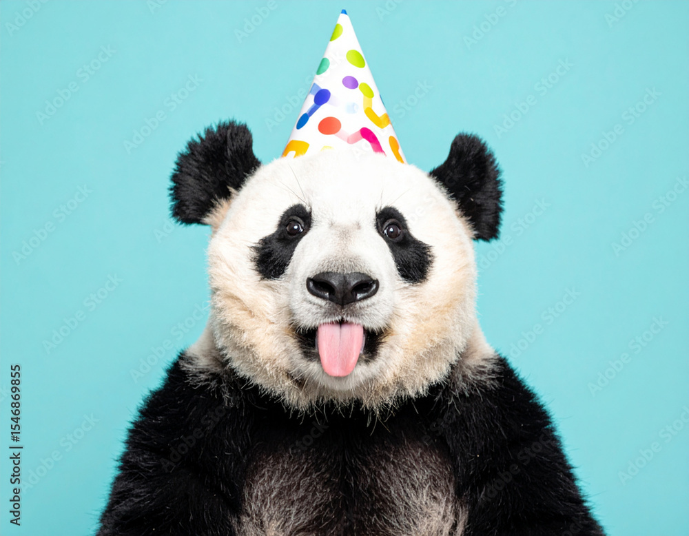 Obraz premium close-up of a chubby baby panda making a goofy face