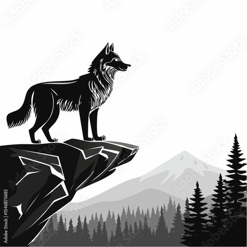Wolves Standing Proudly on a Rocky Hilltop in a Majestic Wilderness Landscape