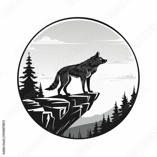 Wolves Standing Proudly on a Rocky Hilltop in a Majestic Wilderness Landscape