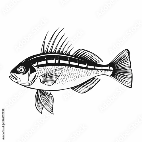 Underwater Fish Vector Image Isolated on white background.