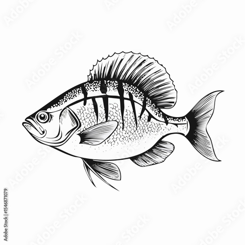 Underwater Fish Vector Image Isolated on white background.