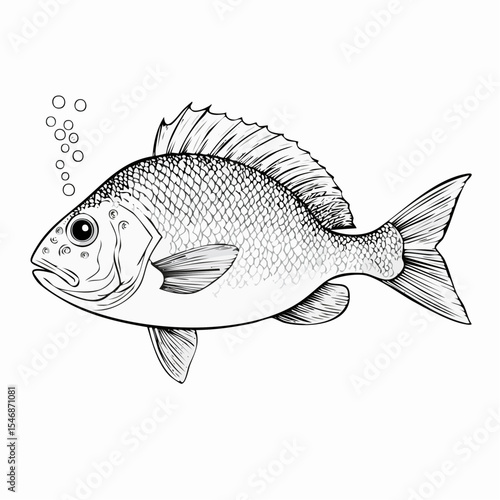 Underwater Fish Vector Image Isolated on white background.