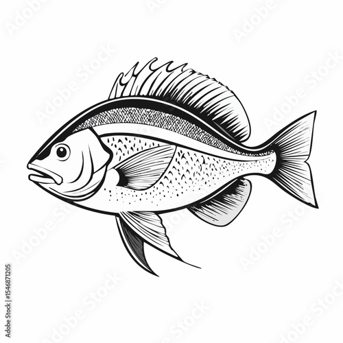 Underwater Fish Vector Image Isolated on white background.