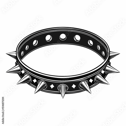 Spiked Dog Collar Images. Pitbull Spiked Collar Vector Stock Vector.