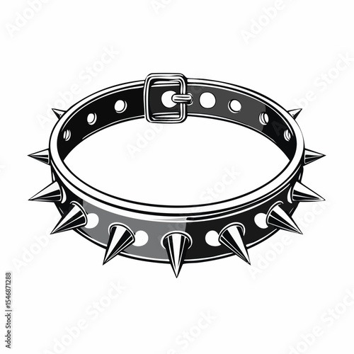 Spiked Dog Collar Images. Pitbull Spiked Collar Vector Stock Vector.