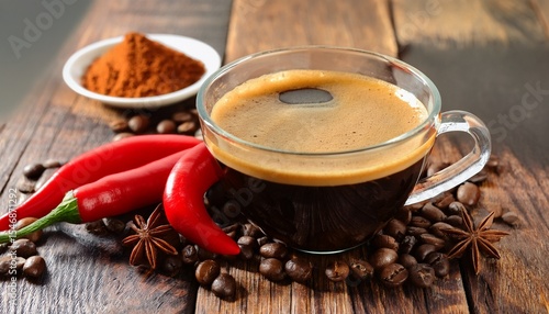 sweet and spicy coffee beverage with chili peppers